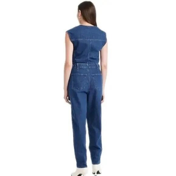 Universal Thread Blue Dark Denim Sleeveless Jumpsuit - Picture 2 of 3
